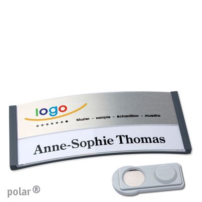 Namensschilder polar® alu-print Magnet smag® Magnet | anthrazit | silber | 74 x 34 mm