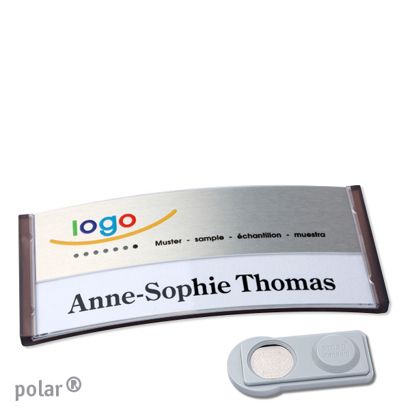 Namensschilder polar® alu-print Magnet smag® Magnet | transluzent, anthrazit | silber | 74 x 34 mm
