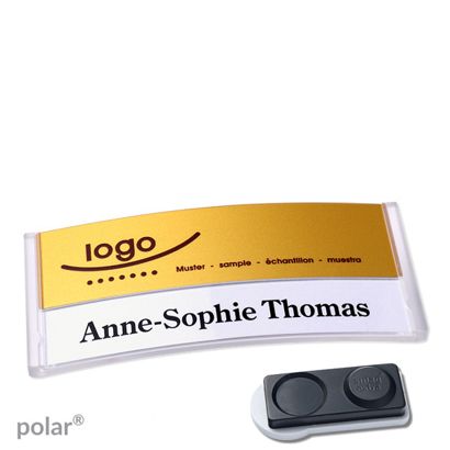 Namensschilder polar® alu-print Magnet smag® Magnet, extra stark | transparent | gold | 74 x 34 mm