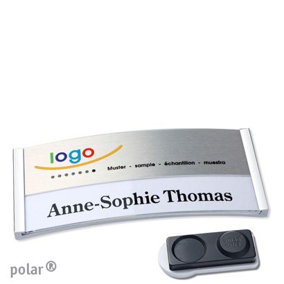 Namensschilder polar® alu-print Magnet smag® Magnet, extra stark | chrom | silber | 74 x 34 mm