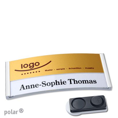 Namensschilder polar® alu-print Magnet smag® Magnet, extra stark | edelstahl | gold | 74 x 34 mm