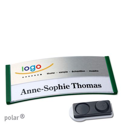 Namensschilder polar® alu-print Magnet smag® Magnet, extra stark | grün | silber | 74 x 34 mm