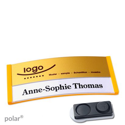 Namensschilder polar® alu-print Magnet smag® Magnet, extra stark | gelb | gold | 74 x 34 mm
