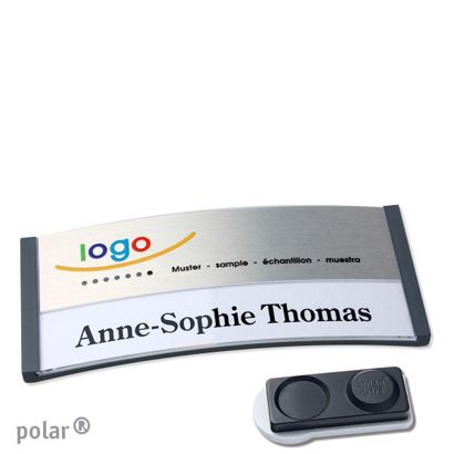 Namensschilder polar® alu-print Magnet smag® Magnet, extra stark | anthrazit | silber | 74 x 34 mm