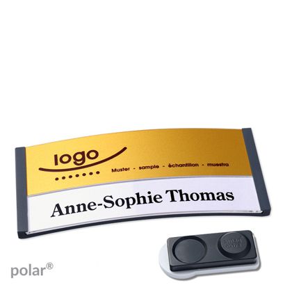 Namensschilder polar® alu-print Magnet smag® Magnet, extra stark | anthrazit | gold | 74 x 34 mm