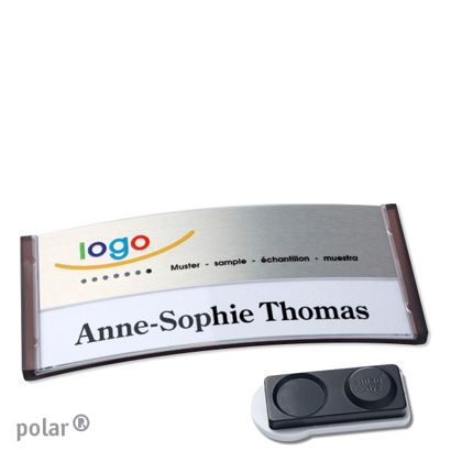 Namensschilder polar® alu-print Magnet smag® Magnet, extra stark | transluzent, anthrazit | silber | 74 x 34 mm