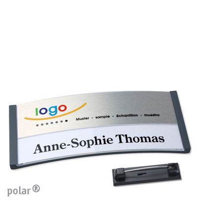 Namensschilder polar® alu-print Nadel anthrazit | silber | 74 x 34 mm