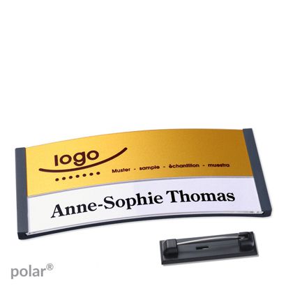 Namensschilder polar® alu-print Nadel anthrazit | gold | 74 x 34 mm
