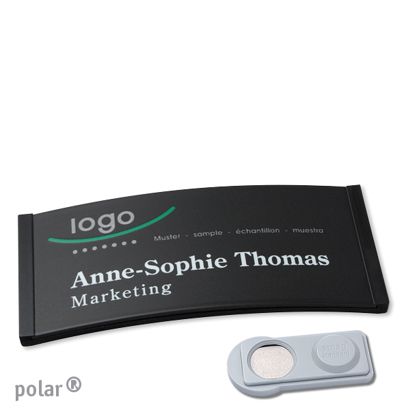 Namensschilder polar® color-complete magnet smag® Magnet | schwarz | 74 x 34 mm