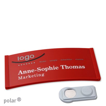 Namensschilder polar® color-complete magnet smag® Magnet | rot | 74 x 34 mm