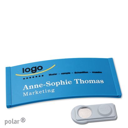 Namensschilder polar® color-complete magnet smag® Magnet | mittelblau | 74 x 34 mm