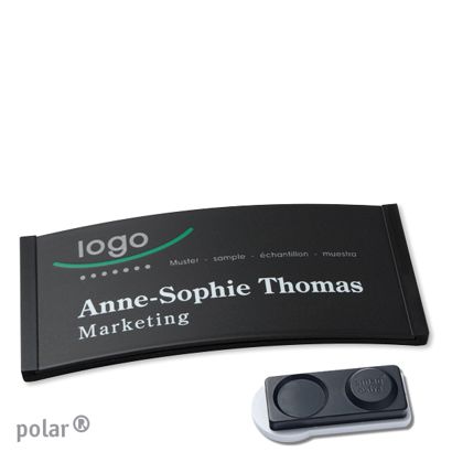 Namensschilder polar® color-complete magnet smag® Magnet, extra stark | schwarz | 74 x 34 mm