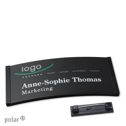 Namensschilder polar® color-complete Nadel schwarz | 74 x 34 mm