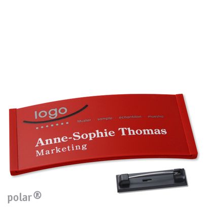Namensschilder polar® color-complete Nadel rot | 74 x 34 mm