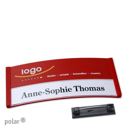 Namensschilder polar® color-print Nadel rot | 74 x 34 mm