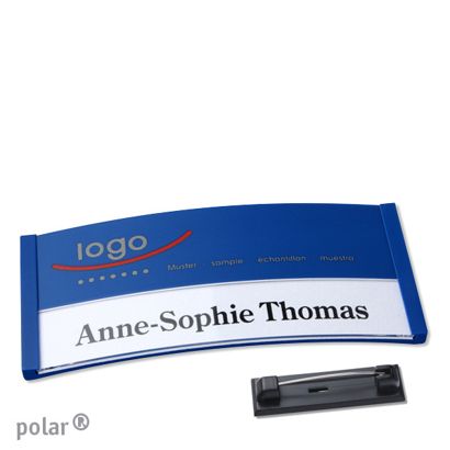 Namensschilder polar® color-print Nadel blau | 74 x 34 mm