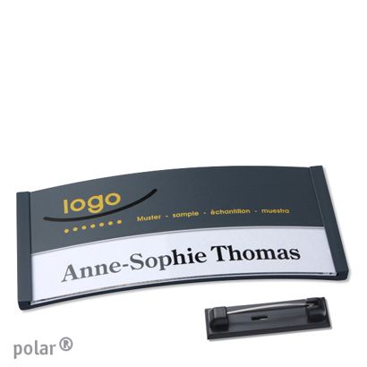 Namensschilder polar® color-print Nadel anthrazit | 74 x 34 mm