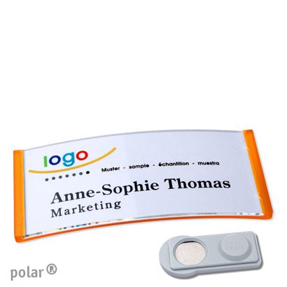 Namensschilder polar® quick-print Magnet smag® Magnet | transluzent, orange | 74 x 34 mm