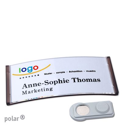 Namensschilder polar® quick-print Magnet smag® Magnet | transluzent, anthrazit | 74 x 34 mm