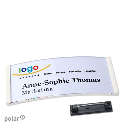 Namensschilder polar® quick-print Nadel weiß | 74 x 34 mm