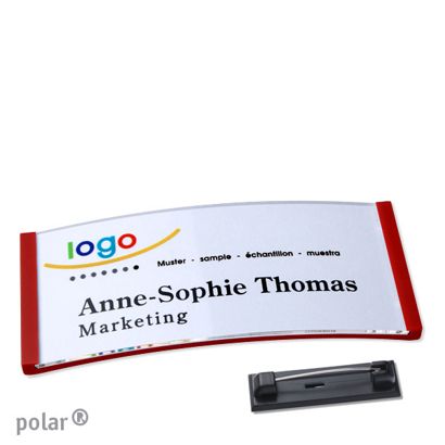 Namensschilder polar® quick-print Nadel rot | 74 x 34 mm