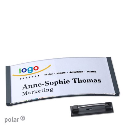 Namensschilder polar® quick-print Nadel anthrazit | 74 x 34 mm