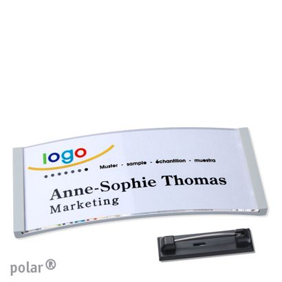 Namensschilder polar® quick-print Nadel hellgrau | 74 x 34 mm