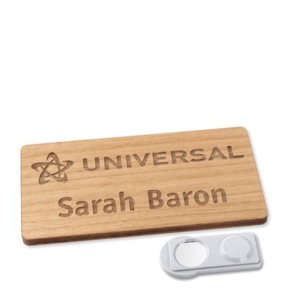 Namensschild aus Holz, timberline® "complete-engraved" 76,3 x 38 mm | smag® Magnet