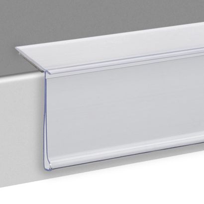 Scannerschiene HE, selbstklebend, 15° Lesewinkel 26 mm | 100 mm | transparent  | zum Kleben (Schaumklebeband)  | Kleber unten 