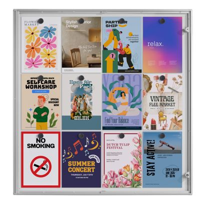 Vitrine d’affichage, intérieur, verrouillable, argentée 12x A4