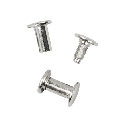 Vis de reliure avec tête avec tige filetée, nickelé 11 mm