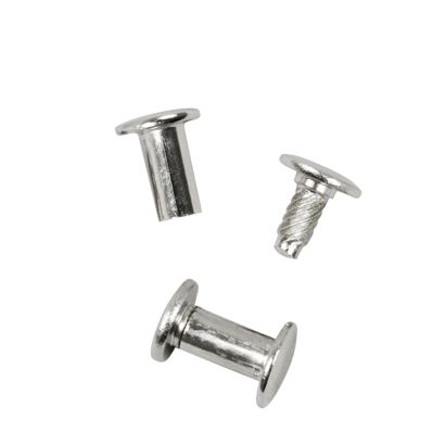 Vis de reliure avec tête avec tige filetée, nickelé 13 mm