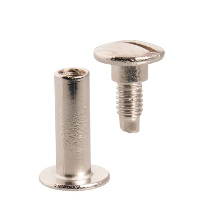 Buchschrauben, vernickelt Hülse glatt, Schraube geschlitzt | 19 mm