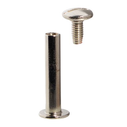 Buchschrauben, vernickelt Hülse glatt, Schraube geschlitzt | 24 mm