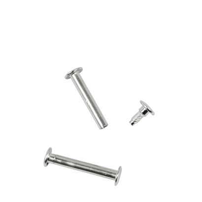 Vis de reliure avec tête avec tige filetée, nickelé 31 mm
