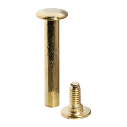 Vis de reliure, laitonné 33 mm | écrou lisse, vis fendue 