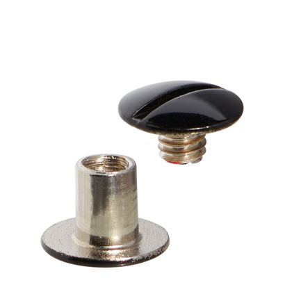 Vis de reliure, nickelé, tête avec tige filetée en noir 8 mm