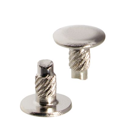 Têtes avec tige filetée pour vis de reliure, 8 mm, avec rallonge d’1 mm, nickelé 