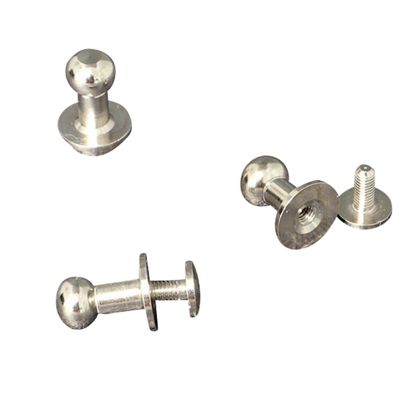 Boutons de col à visser, 9 mm, nickelés 