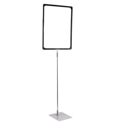 Plakatrahmen mit Standfuß und Halterung (Set) A3 Aluminiumstange verstellbar von 600 - 900 mm | schwarz | Standfläche: grau