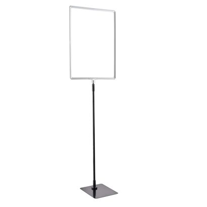 Plakatrahmen mit Standfuß und Halterung (Set) A3 Aluminiumstange verstellbar von 600 - 900 mm | grau | Standfläche: schwarz