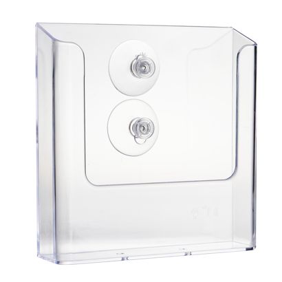 Porte-brochures mural avec ventouses, polystyrène, transparent PTJ1, 1 x A5