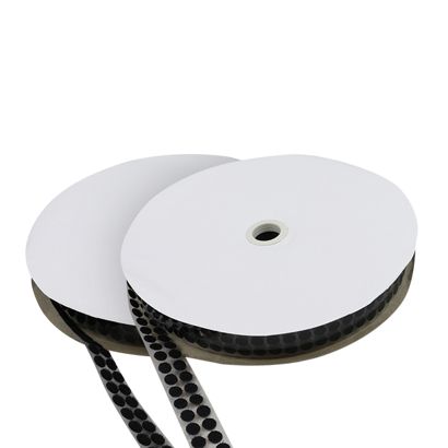 Klettpunkte auf Rolle, Set - Haken & Flausch  | 10 mm | schwarz 