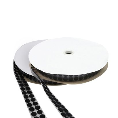 Klettpunkte auf Rolle, 13 mm | schwarz | Set - Haken & Flausch