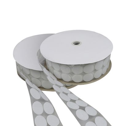 Klettpunkte auf Rolle, 33 mm | weiß | Set - Haken & Flausch