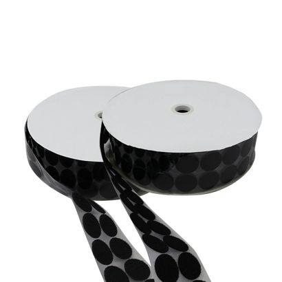 Klettpunkte auf Rolle, 33 mm | schwarz | Set - Haken & Flausch
