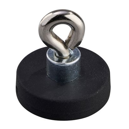 Gummierte Magnete mit Öse 22 mm | schwarz