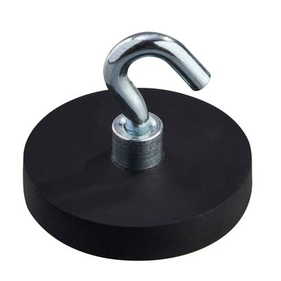 Gummierte Magnete mit Haken 31 mm | schwarz