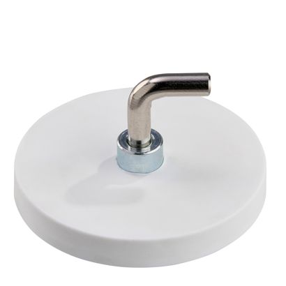 Gummierte Magnete mit Haken, L-Form 43 mm | weiß