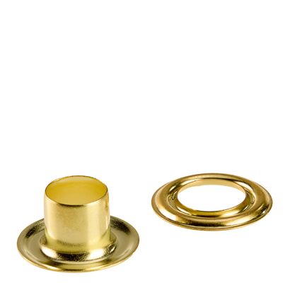 Planenösen, rostfrei, selbstschneidend, Messing gold | Rundösen #2L (⌀ 9,2 mm) mit 9 mm langem Schaft